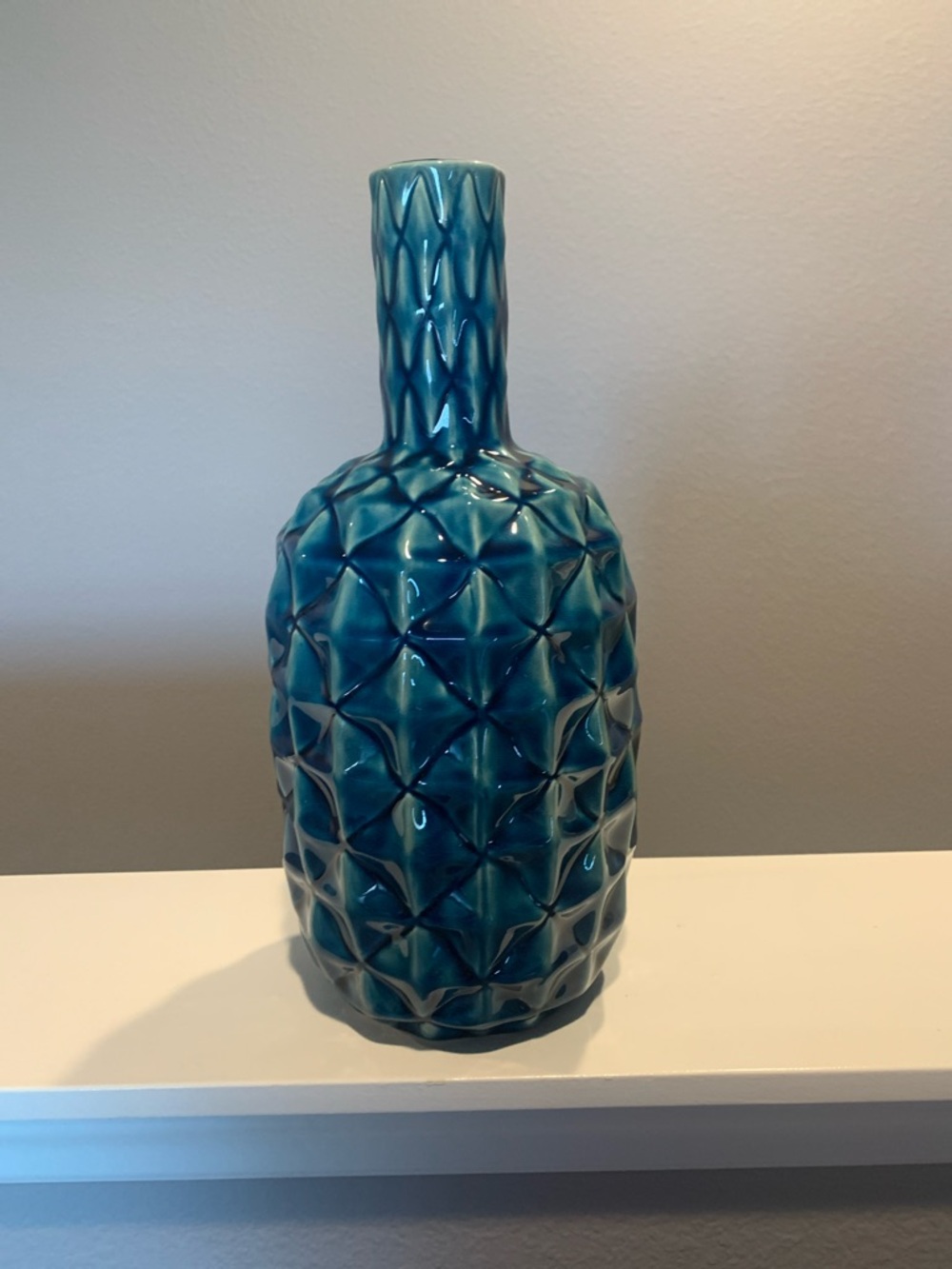 Ceramic Textured Blue Decorative Vase